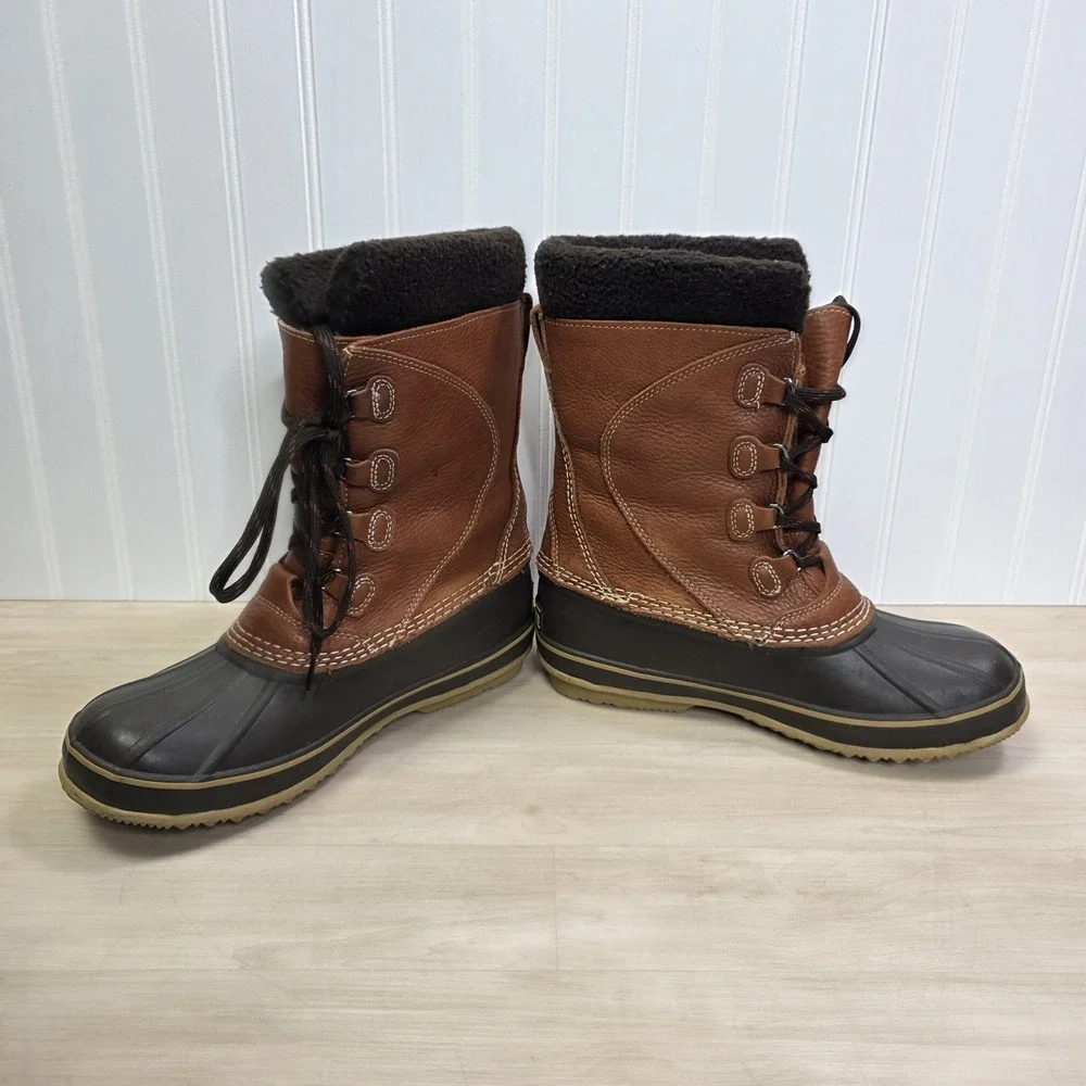 L.L. Bean Original Tumbled Leather Removable Felt Liner Tall Duck Boots Womens 9